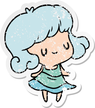 Bir insan tarafından çizilmiş tatlı bir kız resmi kawaii.