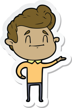 Bir insan tarafından çizilmiş mutlu bir çizgi film karakterinin çıkartması.