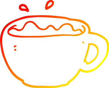 Bir insan tarafından çizilmiş bir kahve fincanının sıcak çizgi çizimi