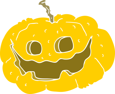 Bir insan tarafından çizilen cadılar bayramı balkabağının düz renk çizimi