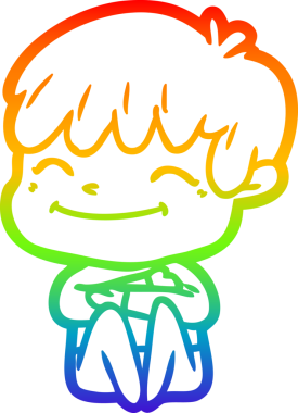 gökkuşağı gradyan çizgi çizimi bir insan tarafından çizilmiş mutlu bir çocuk