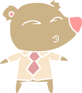 Bir insan tarafından çizilmiş düz renkli çizgi film ıslık çalan ayı patronu.