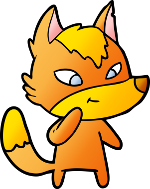 Bir insan tarafından çizilmiş tilki çizgi film karakteri