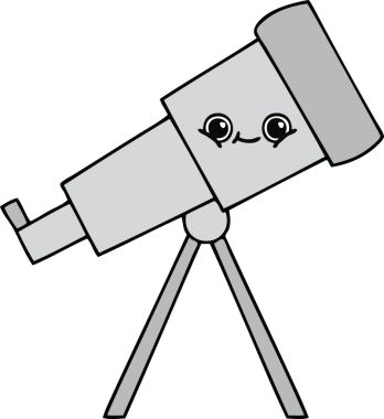 Bir insan tarafından çizilmiş sevimli bir teleskop karikatürü.