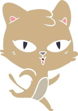 Bir insan tarafından çizilmiş düz renkli çizgi film kedisi