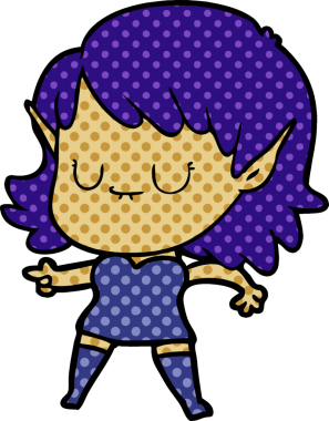 Bir insan tarafından çizilmiş mutlu elf kızı.