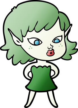 Bir insan tarafından çizilmiş güzel elf kızı.