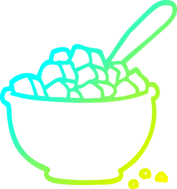 Bir insanın çizdiği mısır gevreği kasesinin soğuk gradyan çizgisi.