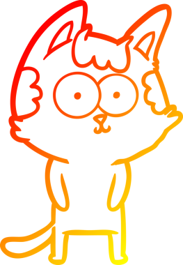 Bir insan tarafından çizilmiş mutlu çizgi film kedisinin sıcak çizgi çizgisi.