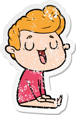 Bir insan tarafından çizilmiş mutlu bir çizgi film karakterinin sıkıntılı çıkartması.