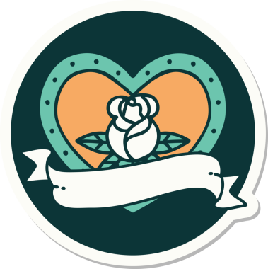 Bir insan tarafından çizilmiş, geleneksel kalp şeklinde dövme çıkartması.