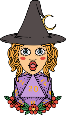 Retro Dövme Tarzı İnsan Cadı Doğal 20 zar atışıyla Bir insan tarafından çizilmiş