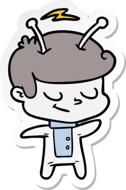 Bir insan tarafından çizilmiş dost canlısı bir uzay adamının çıkartması.