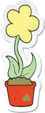 Bir insan tarafından çizilmiş şirin bir karikatür çiçeğinin çıkartması.