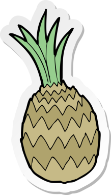 Bir insan tarafından çizilmiş bir ananasın çıkartması.