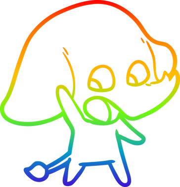 Gökkuşağı gradyan çizgisi bir insan tarafından çizilmiş şirin bir fil çizimi