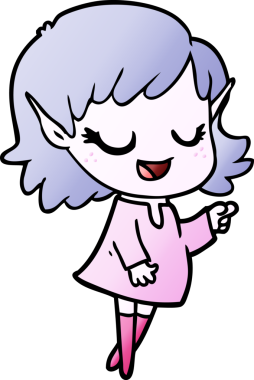 Bir insan tarafından çizilmiş mutlu elf kızı.