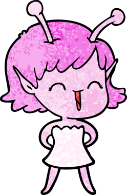 Bir insan tarafından çizilmiş uzaylı kız.