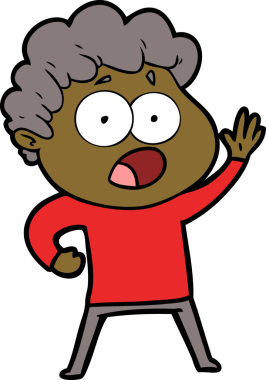 Bir insan tarafından çizilmiş bir karikatür adamı şaşkınlıkla nefes nefese kaldı.