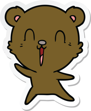 Bir insan tarafından çizilmiş mutlu çizgi film ayısının çıkartması.