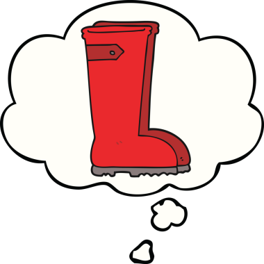 Bir insan tarafından çizilmiş düşünce balonlu Wellington çizmeleri