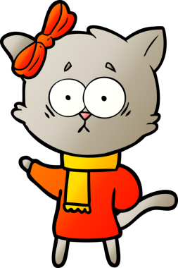 Bir insan tarafından çizilmiş çizgi film kedisi.