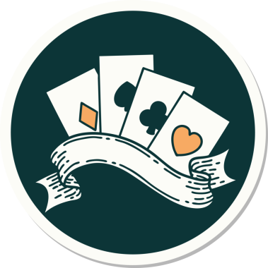 Geleneksel kart stili ve bir insan tarafından çizilmiş dövme çıkartması.