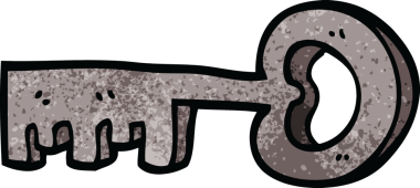 bir insan tarafından çizilmiş karikatür metal anahtarı.