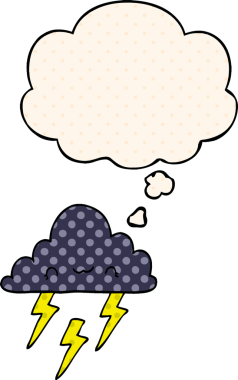 Bir insan tarafından çizilmiş, düşünce baloncuklu karikatür fırtına bulutu.