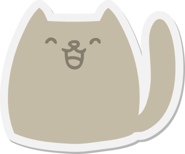 Bir insan tarafından çizilmiş şirin kedi şekilli çizgi film etiketi.