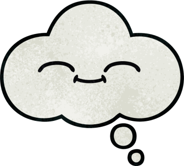 Bir insan tarafından çizilmiş bir düşünce baloncuğunun retro grunge doku karikatürü