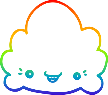 gökkuşağı gradyanı bir insan tarafından çizilmiş bir karikatür bulutunun çizimi