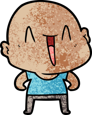 Bir insan tarafından çizilmiş mutlu, kel adam.