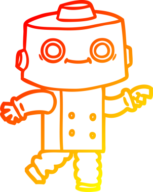 Bir insan tarafından çizilen çizgi film robotunun sıcak çizgi çizimi