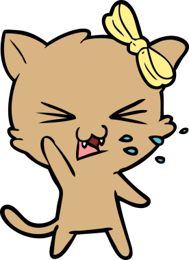 Bir insan tarafından çizilmiş çizgi film kedisi.