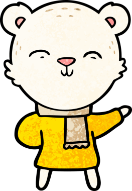 Bir insan tarafından çizilmiş mutlu kutup ayısı çizgi filmi.