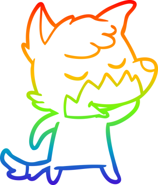 Bir insan tarafından çizilmiş dost bir tilkinin çizdiği gökkuşağı gradyan çizgisi.