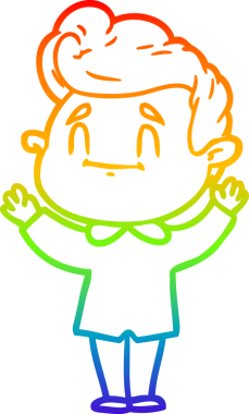 gökkuşağı gradyanı çizimi bir insan tarafından çizilmiş mutlu bir çizgi film adamı