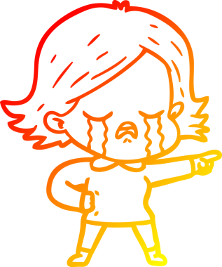 Bir insan tarafından çizilmiş ağlayan çizgi film kızı çizimi.