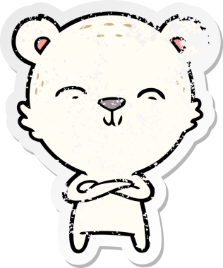 Bir insan tarafından çizilmiş mutlu bir kutup ayısının sıkıntılı çıkartması.