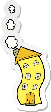 Bir insan tarafından çizilmiş komik bir karikatür evinin çıkartması.