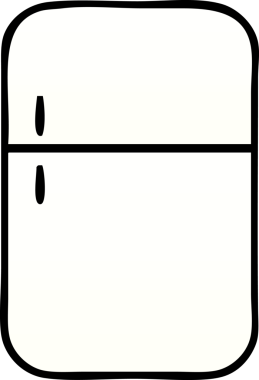 Bir insan tarafından çizilmiş bir buzdolabının gölgelenmiş karikatürü.