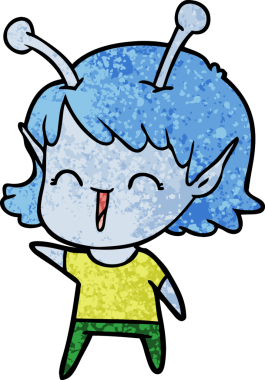 Bir insan tarafından çizilmiş uzaylı kız.