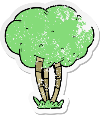 Bir insan tarafından çizilmiş karikatür ağacının sıkıntılı çıkartması.