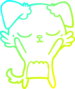 Bir insan tarafından çizilmiş şirin bir çizgi köpeğin soğuk gradyan çizgisi.