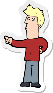 Bir insan tarafından çizilmiş bir karikatür adamın çıkartması.