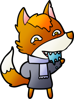 Bir insan tarafından çizilmiş tilki çizgi film karakteri