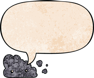 Bir insan tarafından çizilmiş geçmişe dönük konuşma baloncuklu şirin çizgi film bulutu.