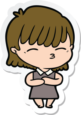 Bir insan tarafından çizilmiş bir karikatür kadının çıkartması.