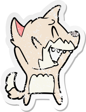 Bir insan tarafından çizilmiş gülen tilki çizgi filminin sıkıntılı çıkartması.